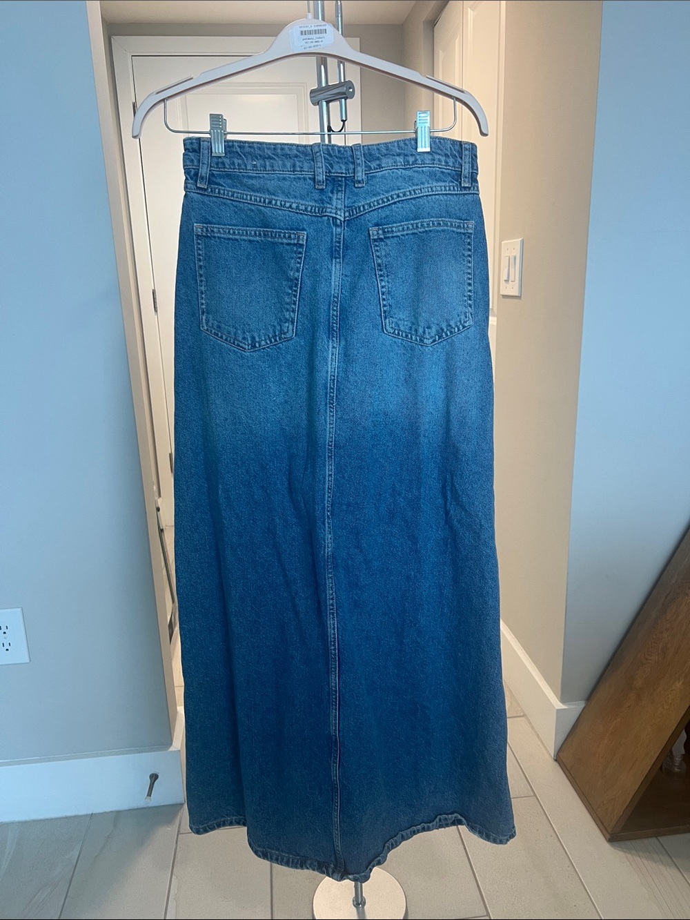 We The Free Blue Denim Maxi Skirt With Slit - Picture 5 of 8